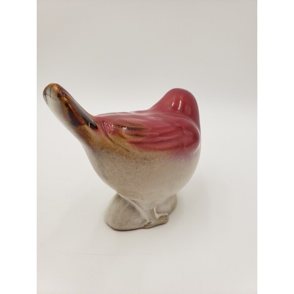 Vintage Ceramic Bird Figurine Red & Off White Or Light Beige 4" Unmarked - Picture 4 of 10